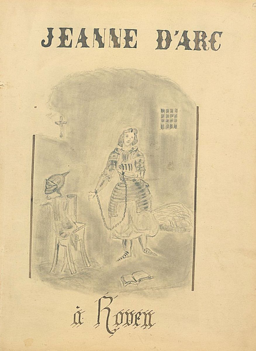 Jean d’Arc à Rouen - Decoratieve titelpagina’s van gedrukte muziek gekopieerd in handschrift. Uit BV-10-5142.